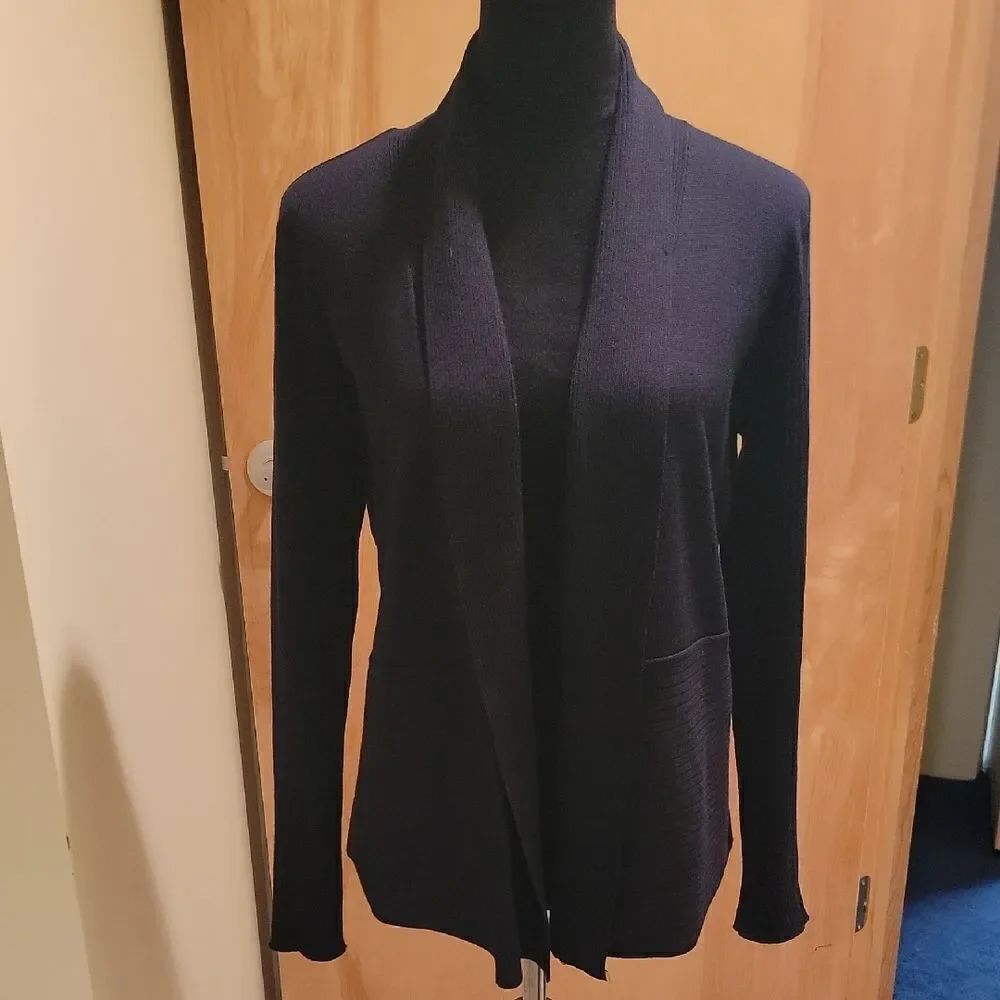 Verve Ami Women's Navy Open Front Cardigan Sz Med